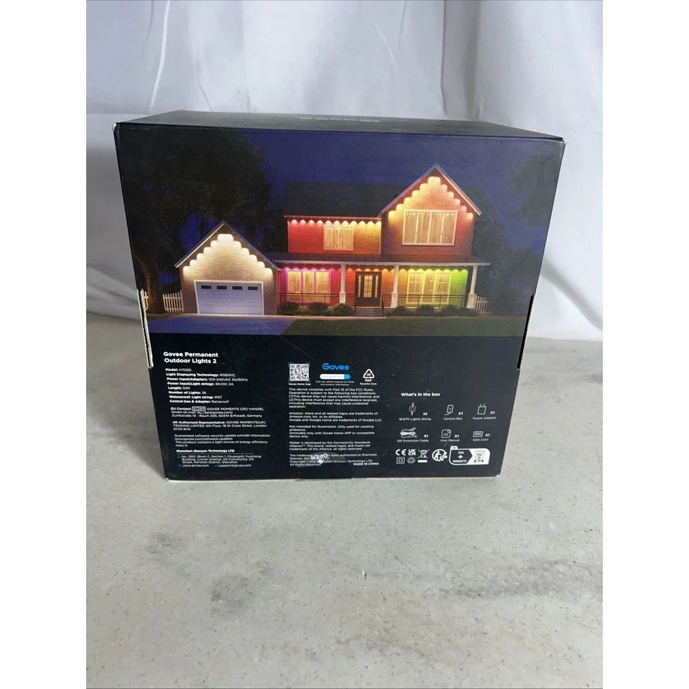 Govee Permanent Outdoor Lights 2 50ft Smart RGBIC LED White H705D New